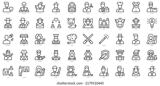 Set of thin line role playing Icons. Vector illustration