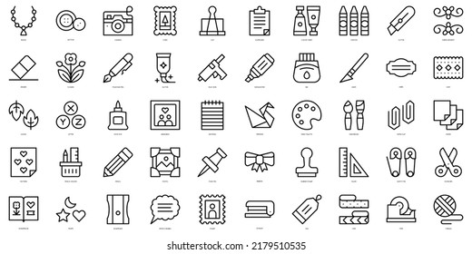 Set of thin line scrapbooking Icons. Vector illustration