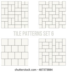 Set of thin line seamless pattern brick tile, use for background, path, toilet wall, patio, wooden floor, ceramic tile, parquet floor, stack bond and texture
