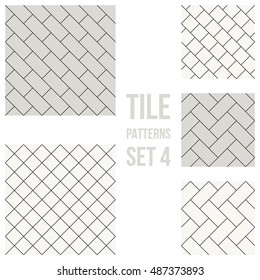 Set Of Thin Line Seamless Pattern Brick Tile, Use For Background, Path, Toilet Wall, Patio, Wooden Floor, Ceramic Tile, Parquet Floor, Stack Bond And Texture