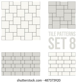 Set of thin line seamless pattern brick tile, use for background, path, toilet wall, patio, wooden floor, ceramic tile, parquet floor, stack bond and texture