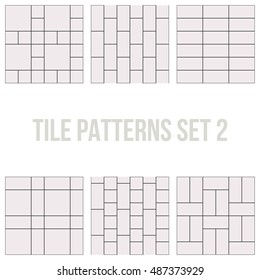 Set of thin line seamless pattern brick tile, use for background, path, toilet wall, patio, wooden floor, ceramic tile, parquet floor, stack bond and texture