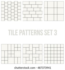 Set of thin line seamless pattern brick tile, use for background, path, toilet wall, patio, wooden floor, ceramic tile, parquet floor, stack bond and texture