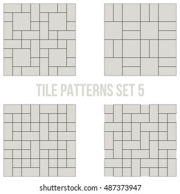 Set of thin line seamless pattern brick tile, use for background, path, toilet wall, patio, wooden floor, ceramic tile, parquet floor, stack bond and texture