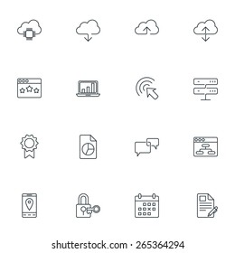 Set of Thin Line SEO and Development Icons. Vector Illustration
