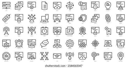 Set of thin line seo and sem Icons. Vector illustration