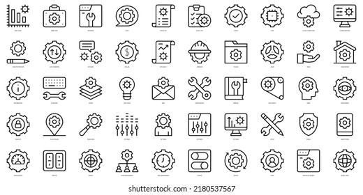 Set of thin line setup and settings Icons. Vector illustration