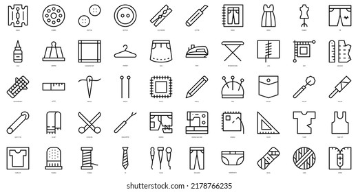 Set of thin line sewing Icons. Vector illustration