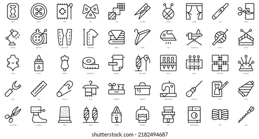 Set of thin line sewing Icons. Vector illustration