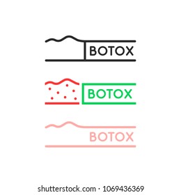 set of thin line simple botox logo. flat linear trend modern label graphic design illustration isolated on white background. concept of make the skin younger like before and after and rejuvenation