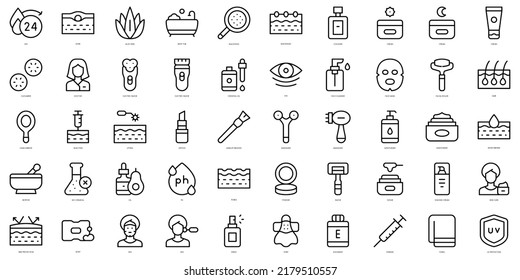 Set of thin line skin care Icons. Vector illustration