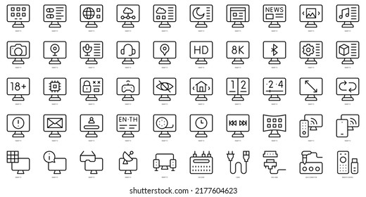 Set of thin line smart tv Icons. Vector illustration