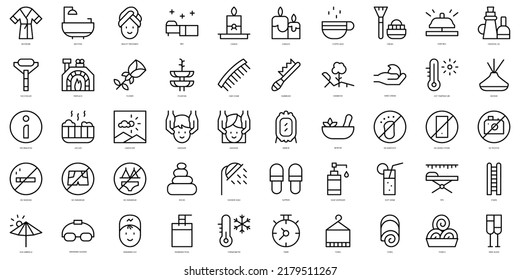 Set of thin line spa Icons. Vector illustration