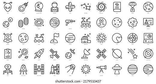 Set of thin line space Icons. Vector illustration