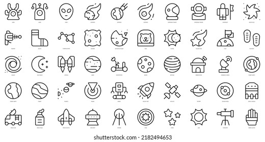 Set of thin line space Icons. Vector illustration