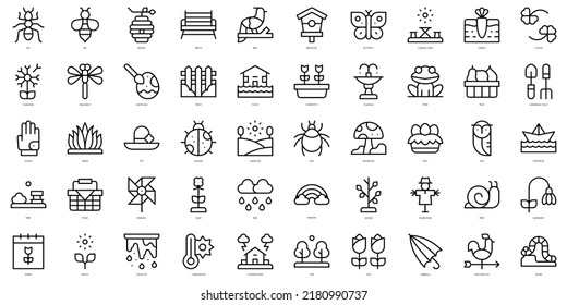Set of thin line spring Icons. Vector illustration
