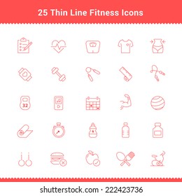 Set of Thin Line Stroke Fitness Icons Vector Illustration