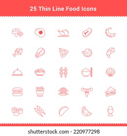 Set of Thin Line Stroke Food Icon Vector illustration