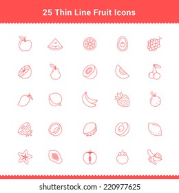 Set of Thin Line Stroke Fruit Icon Vector Illustration