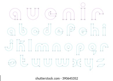 set of thin line style alphabet letters isolated on white background. vector font type design. premium quality lettering collection, futuristic technology typeface