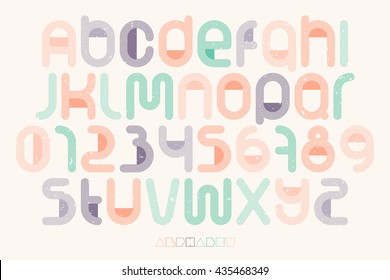 set of thin line style alphabet letters and numbers over paper texture. vector font type design. vintage, bold lettering icons. stylized logo text typesetting. colorful typography template