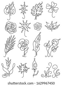 Set of Thin line style floral icon. Vector illustration