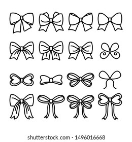 Set of thin line style ribbon bows vector icons