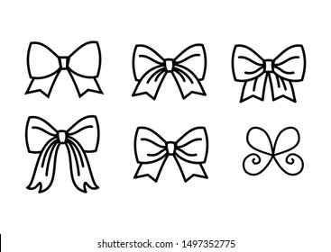 Set of thin line style ribbon bows vector icons