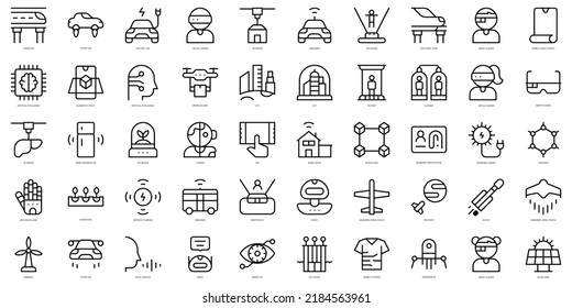 Set of thin line technology of the future Icons. Vector illustration