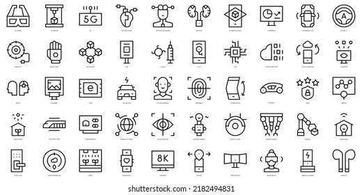 Set of thin line technology Icons. Vector illustration