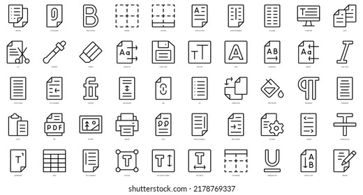 Set Of Thin Line Text Editor Icons. Vector Illustration