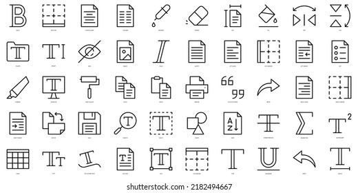 Set Of Thin Line Text Editor Icons. Vector Illustration