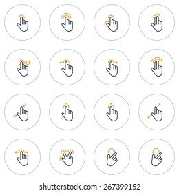 Set of Thin Line Touch Gestures Icons. Vector Illustration