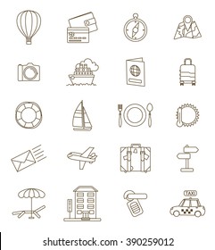 Set of thin line travel icons