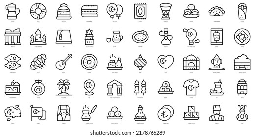 Set of thin line turkey Icons. Vector illustration