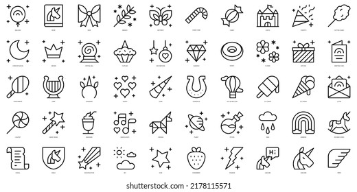 Set of thin line unicorn Icons. Vector illustration