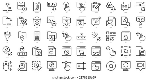 Set of thin line user actions Icons. Vector illustration