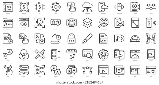 Set of thin line user interface Icons. Vector illustration