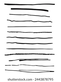 A set of thin line vector brushes. Vector line, texture brushes, large set.