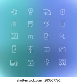 Set of thin line vector business icons