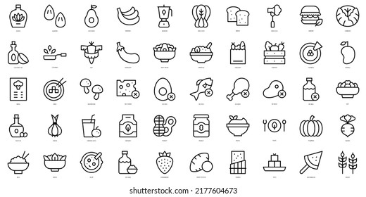Set of thin line vegan Icons. Vector illustration