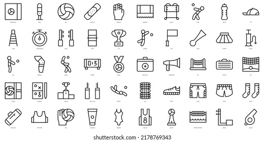 Set of thin line volleyball Icons. Vector illustration