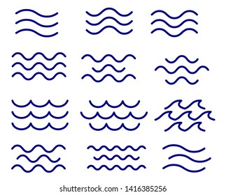 Set of thin line waves vector, collection