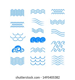 Set of thin line waves vector, collection