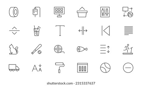 Set of thin line web icon set, simple outline icons collection, Pixel Perfect icons, Simple vector illustration