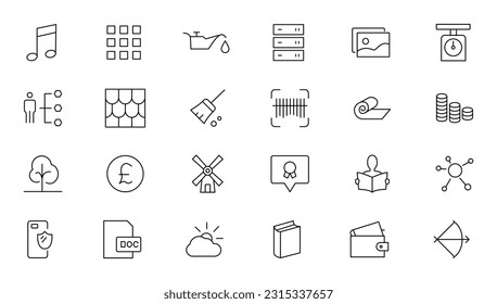 Set of thin line web icon set, simple outline icons collection, Pixel Perfect icons, Simple vector illustration