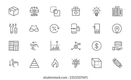 Set of thin line web icon set, simple outline icons collection, Pixel Perfect icons, Simple vector illustration