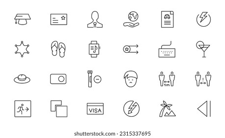 Set of thin line web icon set, simple outline icons collection, Pixel Perfect icons, Simple vector illustration
