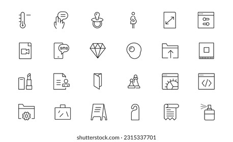 Set of thin line web icon set, simple outline icons collection, Pixel Perfect icons, Simple vector illustration