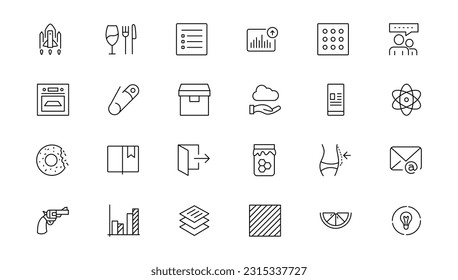 Set of thin line web icon set, simple outline icons collection, Pixel Perfect icons, Simple vector illustration